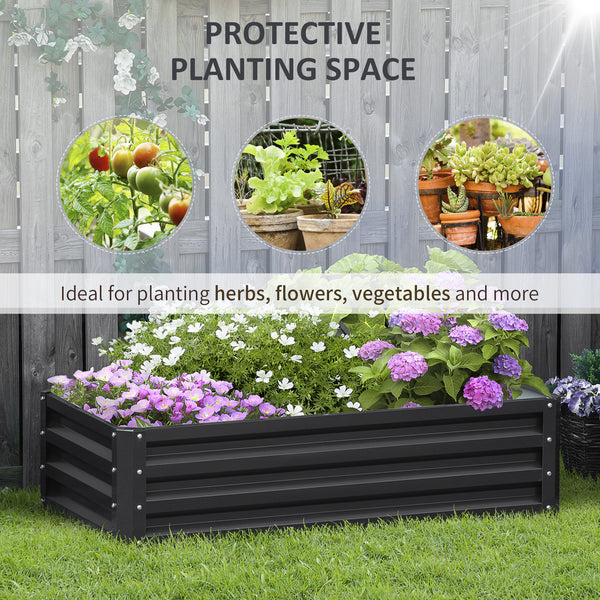 Outsunny Galvanized Raised Garden Bed, 4' x 2' x 1' Metal Planter Box, for Growing Vegetables, Flowers, Herbs, Succulents, Gray