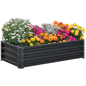 Outsunny Galvanized Raised Garden Bed, 4' x 2' x 1' Metal Planter Box, for Growing Vegetables, Flowers, Herbs, Succulents, Gray