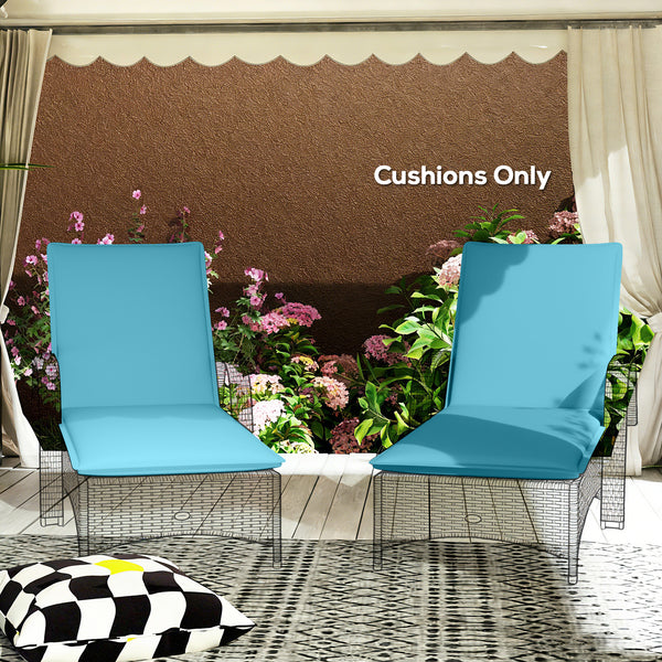 Outdoor Lounge Chair Cushion Set of 2, UPF50+ 200gsm Fabric and 25D High-Density Foam, Foldable Patio Chaise Lounge Cushion Set, Fade Resistant for Lawn Pool, 76" x 23", Light Blue