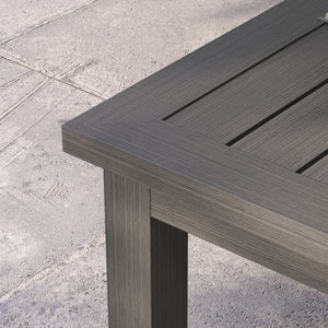 Aluminium Outdoor Coffee Table, Rectangular Patio Side Table with Wood Grain Effect and Slat Tabletop for Indoor, Garden, Balcony, 100cm x 60cm, Brown