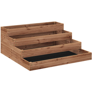 4-Tier Raised Garden Bed, Wooden Elevated Planter Box Kit with Liner, Raised Flower Bed for Vegetables, Flowers, Herbs, 45" x 45" x 18", Dark Brown