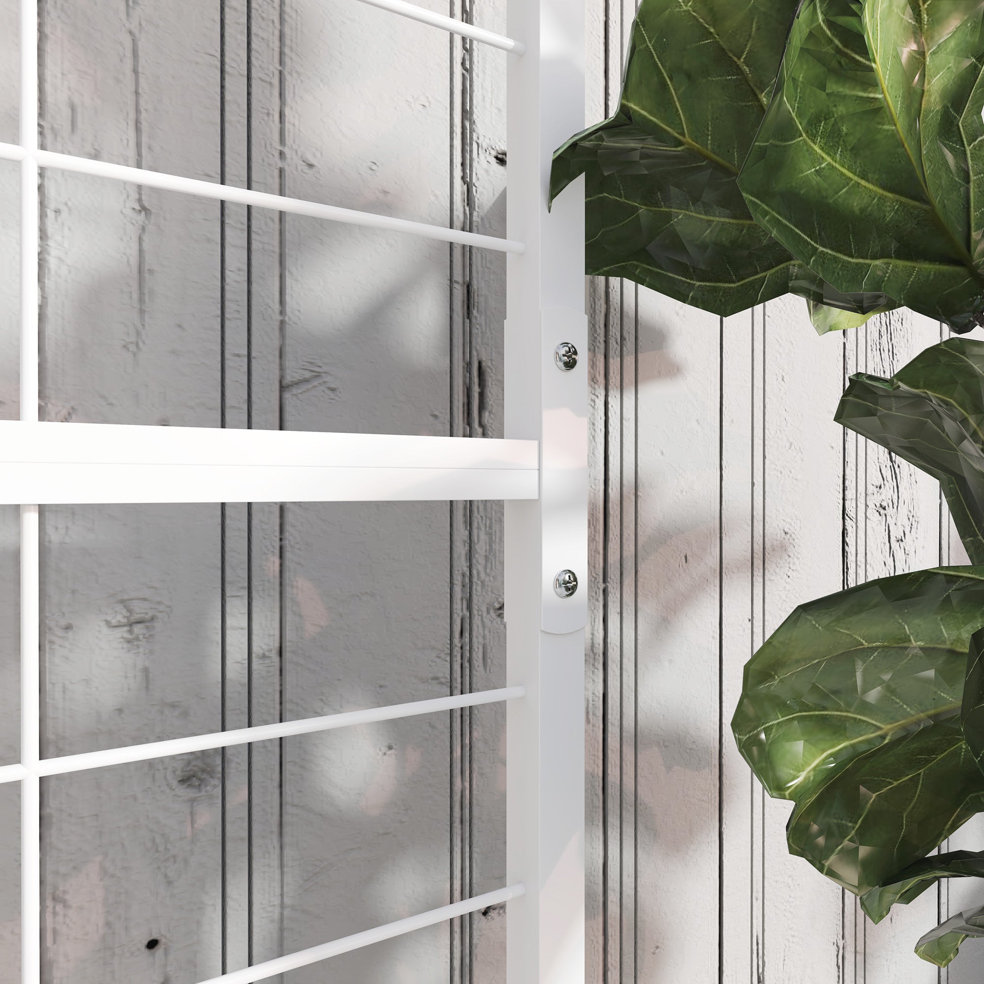 vine plant rack Outsunny Metal Tall Plant Stand with Trellis and Hanging Bar, Plant Holder for Indoor Outdoor Use, 36" x 12.8" x 74", White