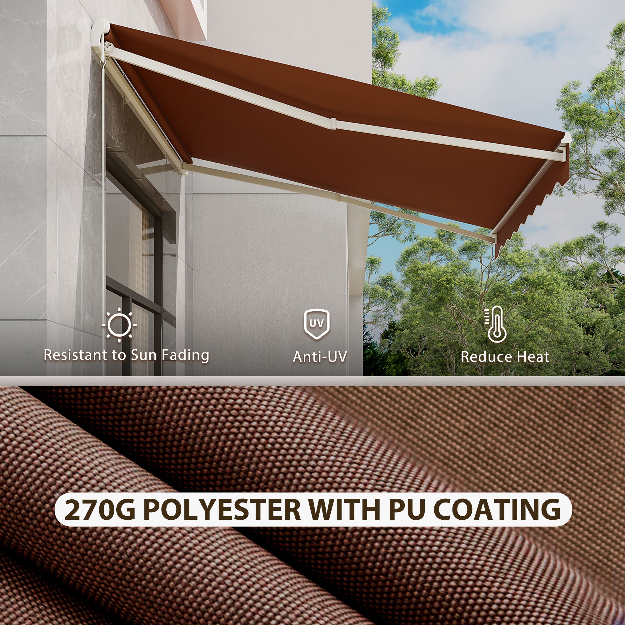 Outsunny 13' x 10' Electric Retractable Awning with Remote Control