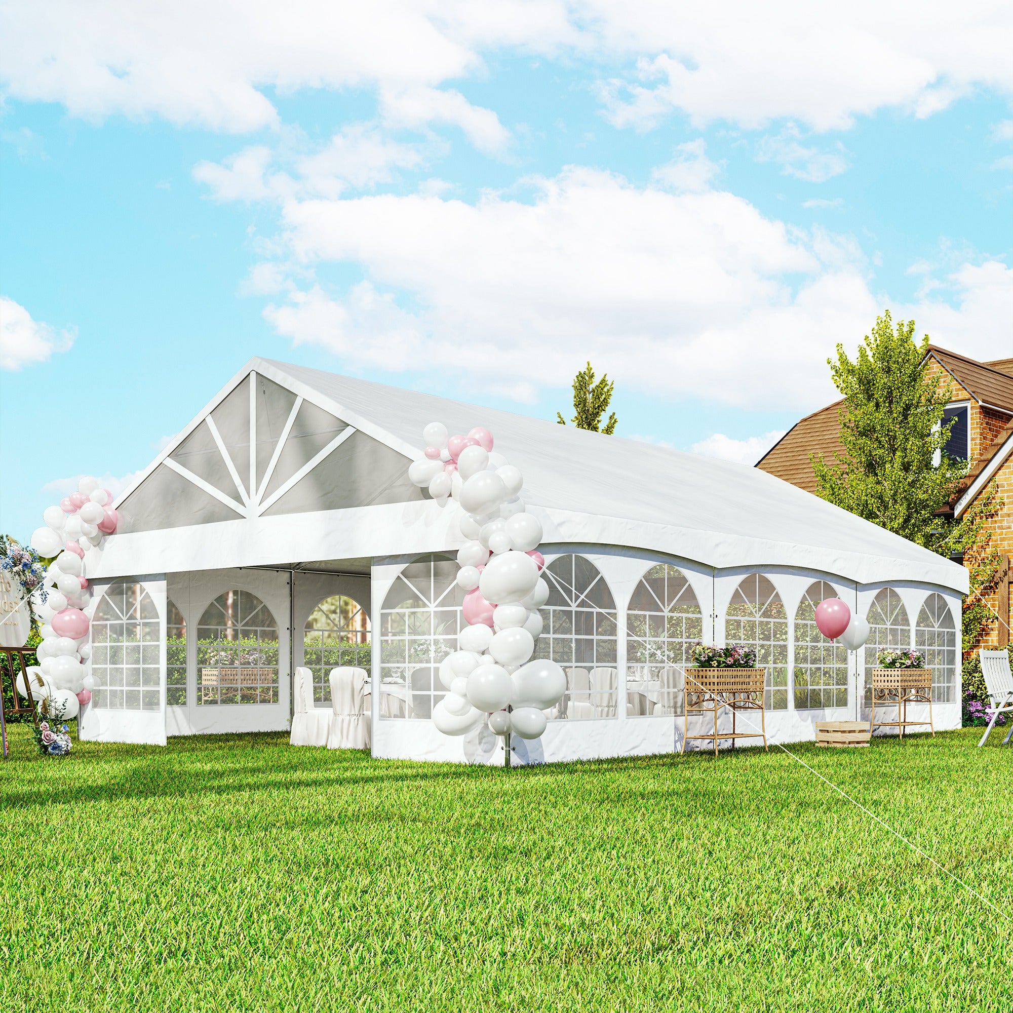 Outsunnny 20' x 30' Heavy Duty Party Tent and Carport, 480gsm