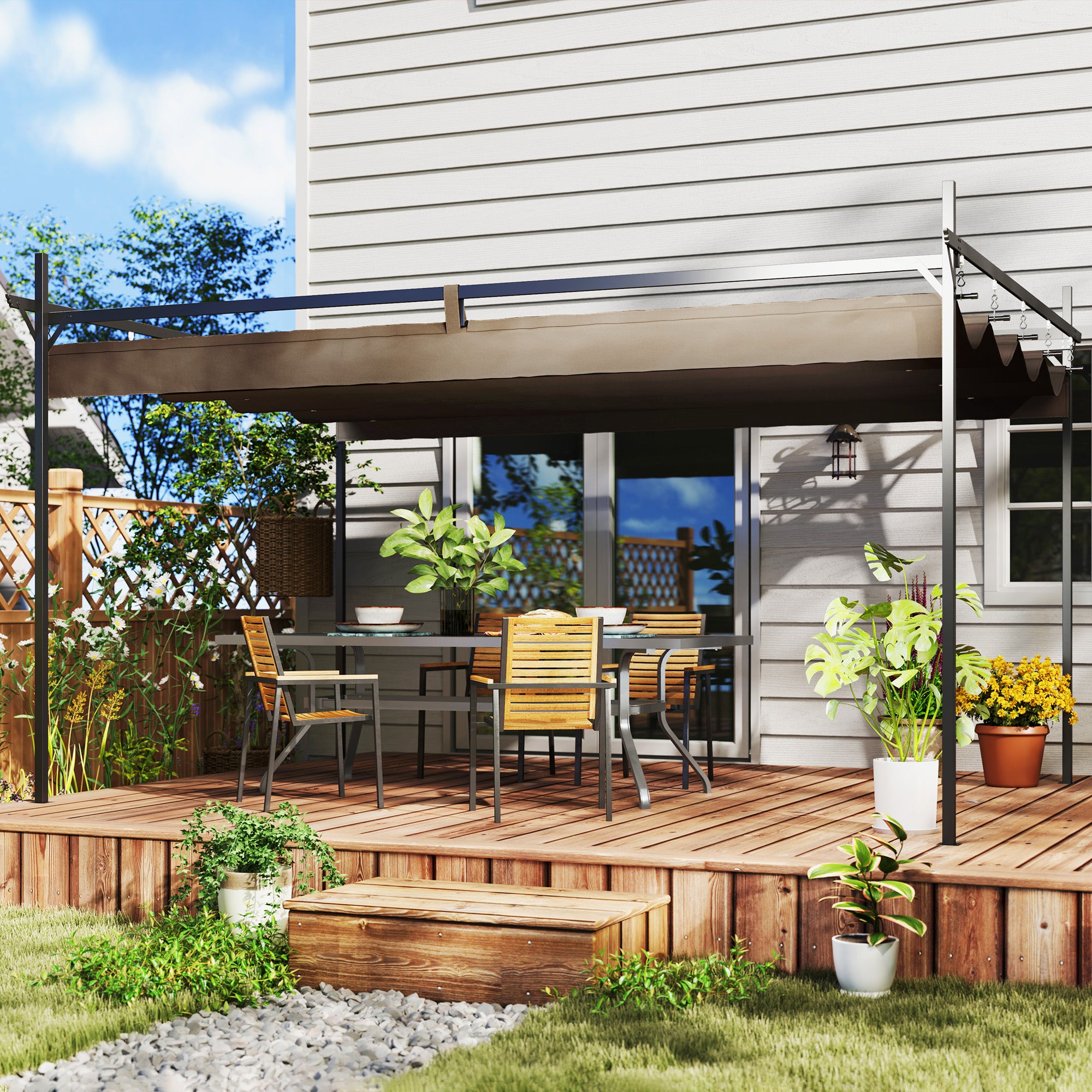 Outsunny Retractable Pergola - Thumbnail 4