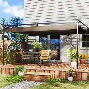 10' x 13' Retractable Pergola Canopy with Stronger Metal Frame, Outdoor Pergola Sun Shade Shelter for Garden, Patio, Backyard, Deck, Brown
