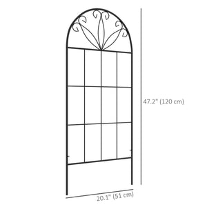 Metal Garden Trellis Pack of 2 for Climbing Plants, Arched Grid Trellis Panels, 20" x 47", Black