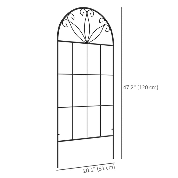 Metal Garden Trellis Pack of 2 for Climbing Plants, Arched Grid Trellis Panels, 20" x 47", Black
