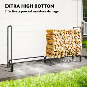 6.6 ft Firewood Rack with Waterproof Cover, Heavy Duty Metal Log Store Indoors with Steel Chains, Log Storage Holder for Outdoor Indoor Fireplace, Dark Green
