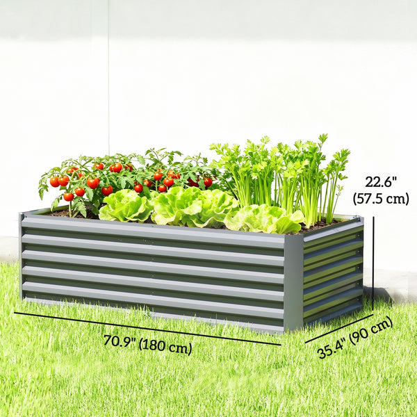 Galvanized Raised Garden Bed, 6' x 3' x 2' Outdoor Metal Planter Box, Standing Raised Bed for Growing Flowers, Herbs and Vegetables, Light Grey
