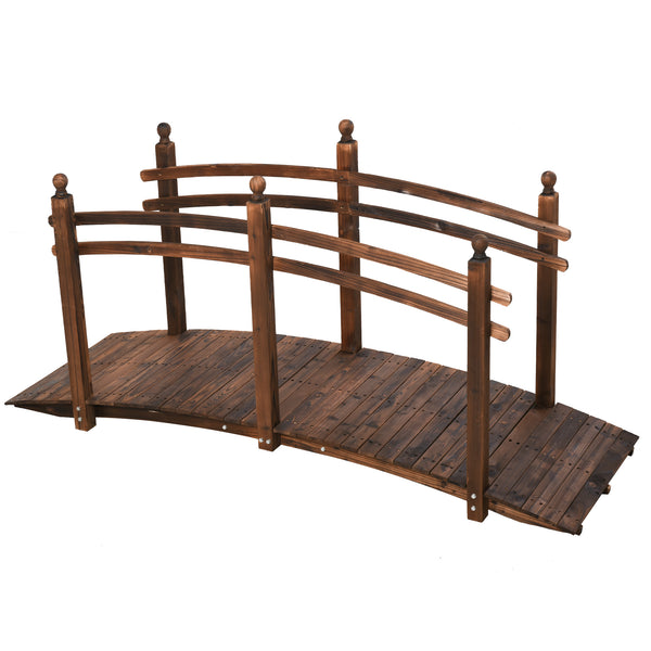 Outsunny 7.5' Wooden Arch Garden Bridge, Safety Rails for Backyard Ponds, Creeks, Streams, Carbonized