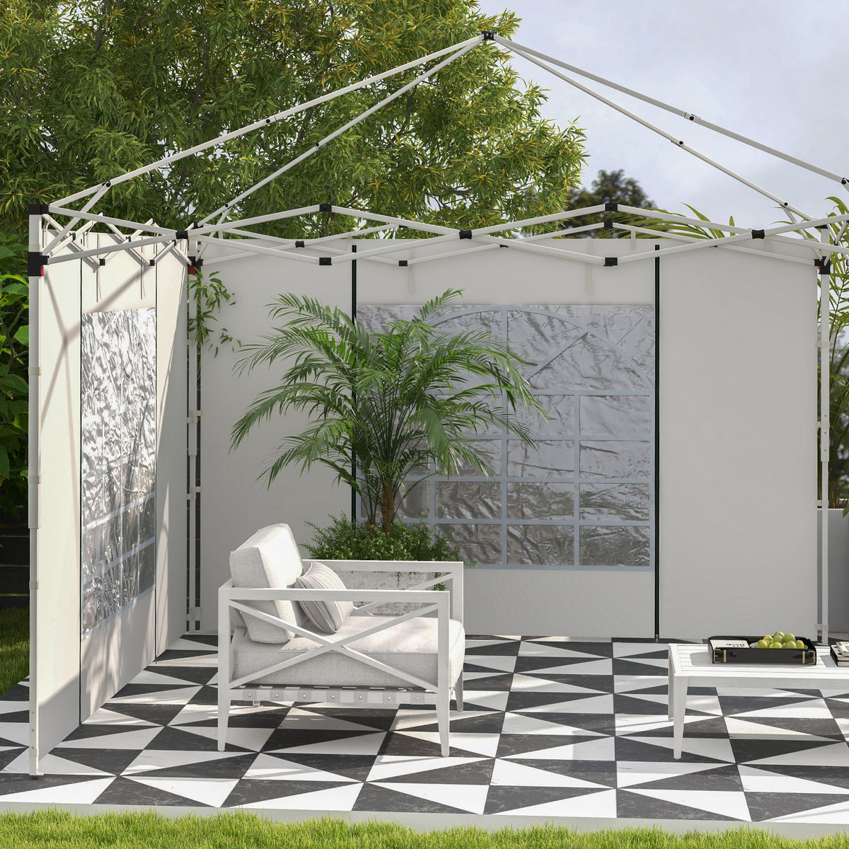 Outsunny Gazebo Side Panels for 3x3(m) or 3x6(m)Pop Up Gazebo, 2 Pack ...