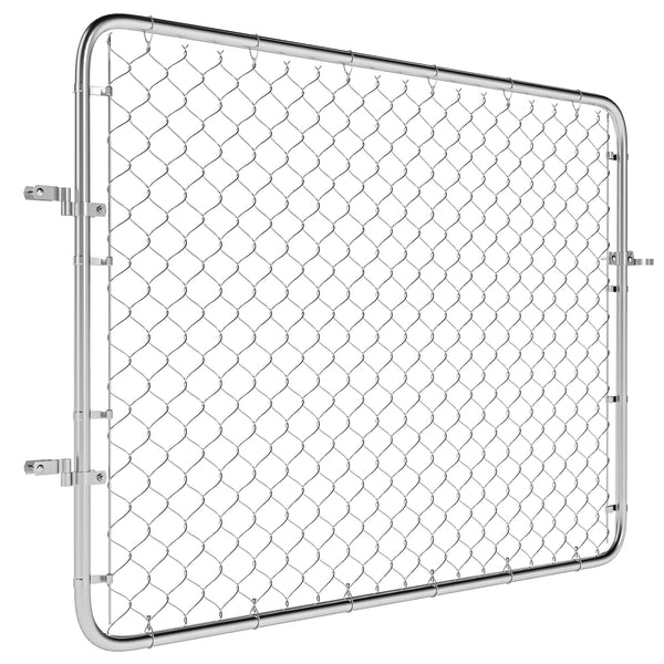 Garden Gate Chain Link Fence Gate, Galvanized Steel Garden Door for Yard Entrance Way, 26-71 in. W x 4 ft. H, Silver
