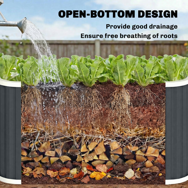 Galvanized Raised Garden Bed, 5' x 2' x 2' Deep Rot Planter Box with Gloves and Plant Labels, Metal Outdoor Garden Bed for Flowers, Herbs and Vegetables, Dark Grey