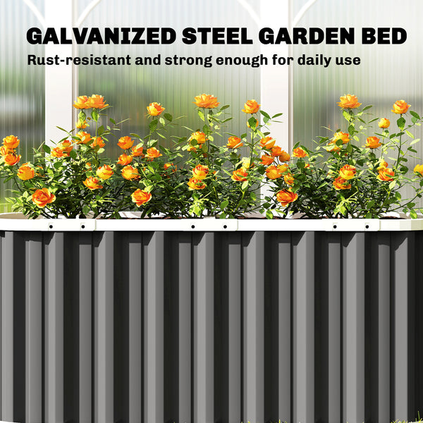 Galvanized Raised Garden Bed, 5' x 2' x 2' Deep Rot Planter Box with Gloves and Plant Labels, Metal Outdoor Garden Bed for Flowers, Herbs and Vegetables, Dark Grey