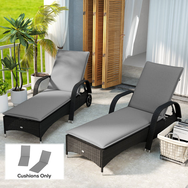 Outdoor Lounge Chair Cushion Set of 2, UPF50+ 200gsm Fabric and 25D High-Density Foam, Foldable Patio Chaise Lounge Cushion Set, Fade Resistant for Lawn Pool, 76" x 23", Gray