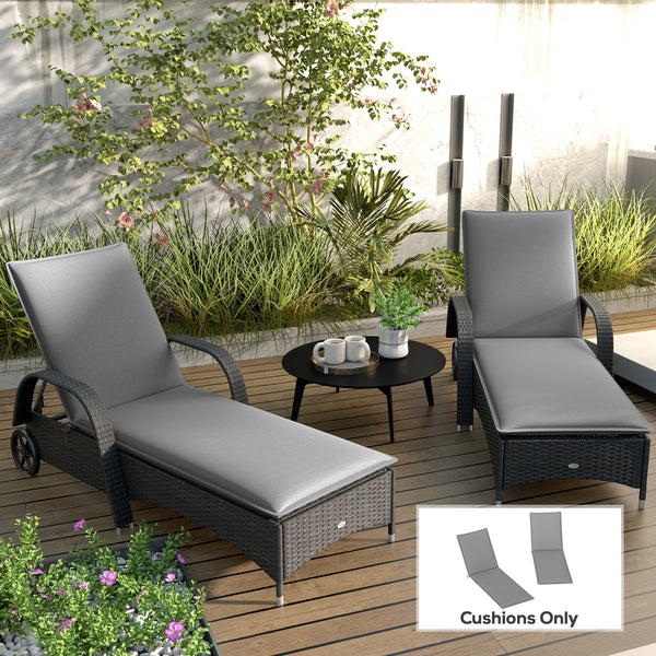 Outdoor Lounge Chair Cushion Set of 2, UPF50+ 200gsm Fabric and 25D High-Density Foam, Foldable Patio Chaise Lounge Cushion Set, Fade Resistant for Lawn Pool, 76" x 23", Gray