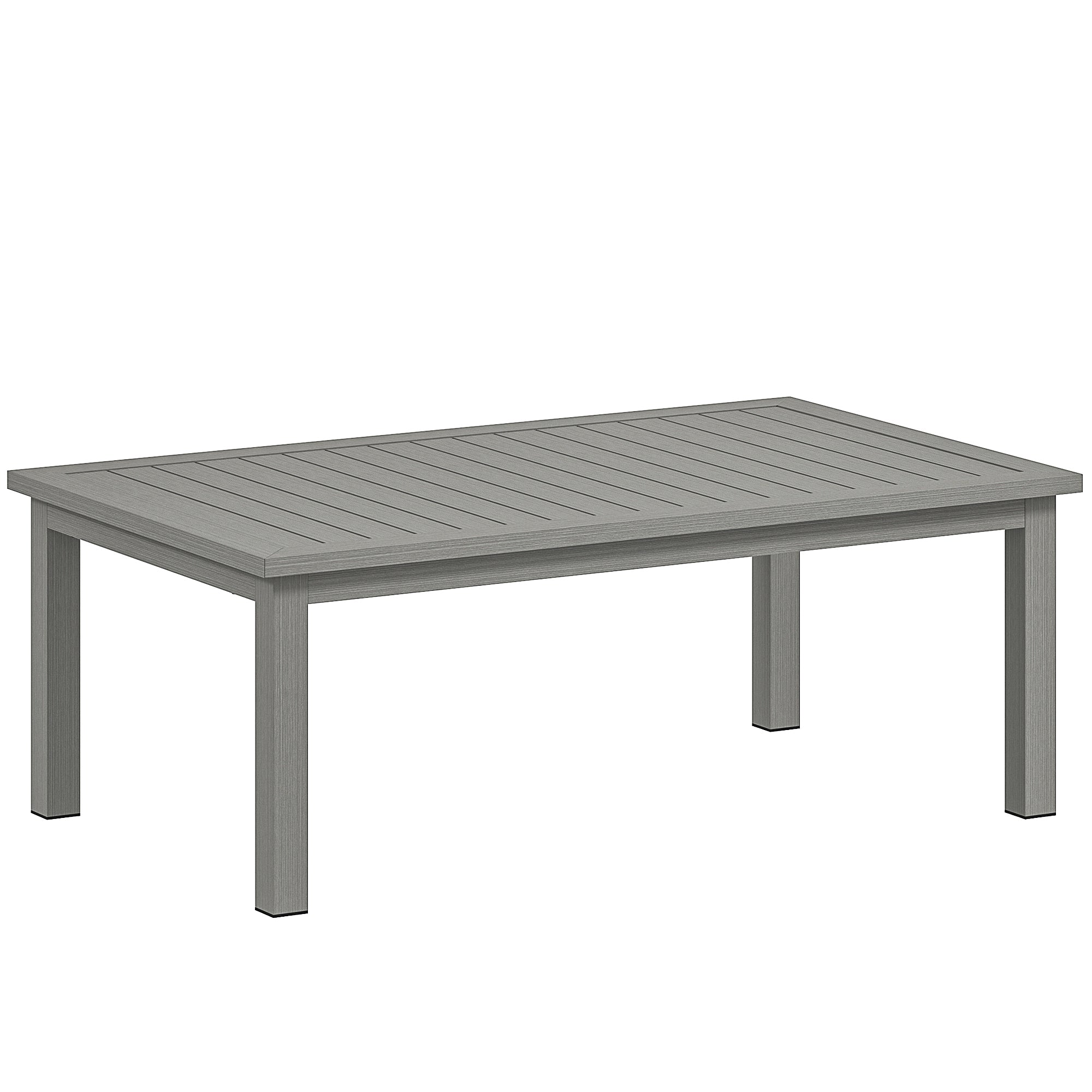 Outsunny Aluminium Patio Side Table with Wood Grain Effect & Slat
