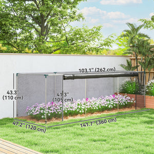 12' x 4' Crop Cage, Plant Protection Tent with Zippered Door and Galvanized Steel Frame, Fruit Cage Netting Cover for Garden, Yard, Lawn, Black