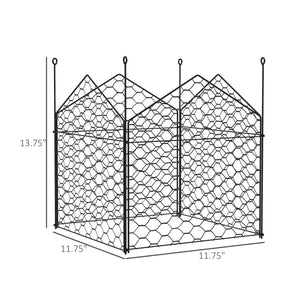 Outsunny Garden Chicken Wire Cloche, 12" x 14" Plant Protectors from Animals, 4 Pack Metal Crop Cages to Keep Animals Out, Black