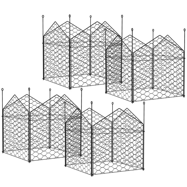 Outsunny Garden Chicken Wire Cloche, 12" x 14" Plant Protectors from Animals, 4 Pack Metal Crop Cages to Keep Animals Out, Black