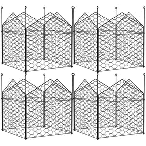 Outsunny Garden Chicken Wire Cloche, 12" x 14" Plant Protectors from Animals, 4 Pack Metal Crop Cages to Keep Animals Out, Black