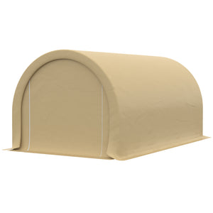 10' x 16' Carport, Heavy Duty Portable Garage / Storage Tent with Large Zippered Door, Anti-UV PE Canopy Cover for Car, Boat, Motorcycle, Bike, Garden Tools, Beige