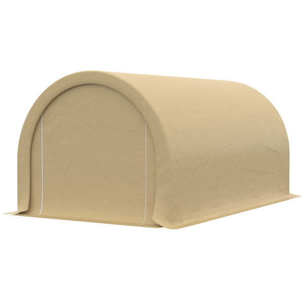 10' x 16' Carport, Heavy Duty Portable Garage / Storage Tent with Large Zippered Door, Anti-UV PE Canopy Cover for Car, Boat, Motorcycle, Bike, Garden Tools, Beige