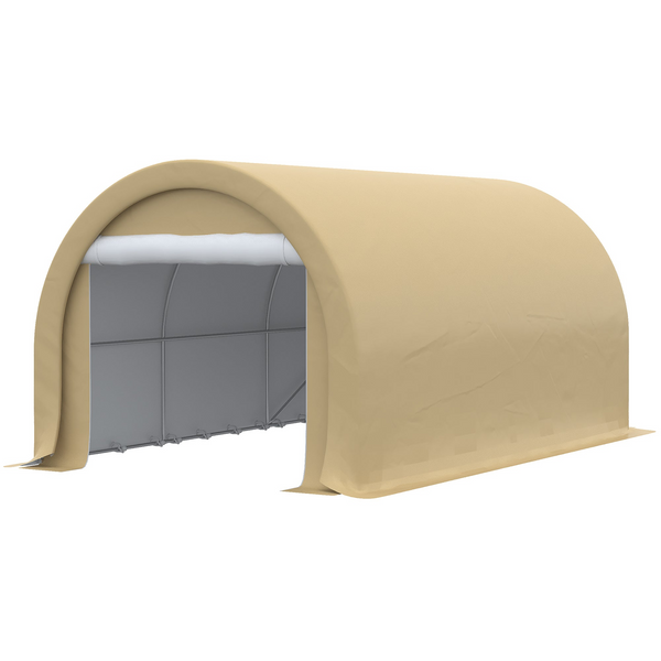 10' x 16' Heavy-Duty Carport with Zippered Door & UV-Resistant Canopy, Beige
