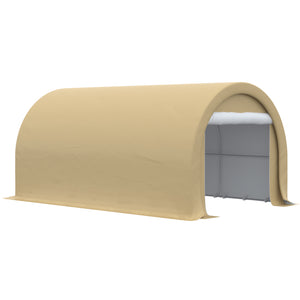 Outsunny 10' x 16' Carport, Heavy Duty Portable Garage Storage Tent with Large Zippered Door, Anti-UV PE Canopy Cover for Car, Truck, Boat, Motorcycle, Bike, Garden Tools, Outdoor Work, Beige