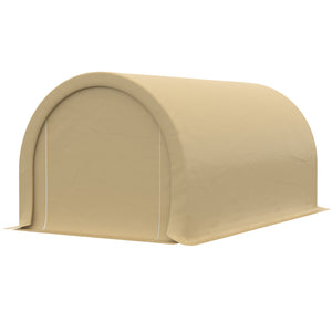 10' x 16' Carport, Heavy Duty Portable Garage / Storage Tent with Large Zippered Door, Anti-UV PE Canopy Cover for Car, Boat, Motorcycle, Bike, Garden Tools, Beige