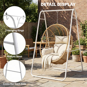Hammock Chair Stand Only, Hanging Chair Stand, Heavy Duty Solid Steel A-Frame Construction for Hanging Hammock, Max Load 330 LBS Air Porch Swing for Indoor Outdoor, White