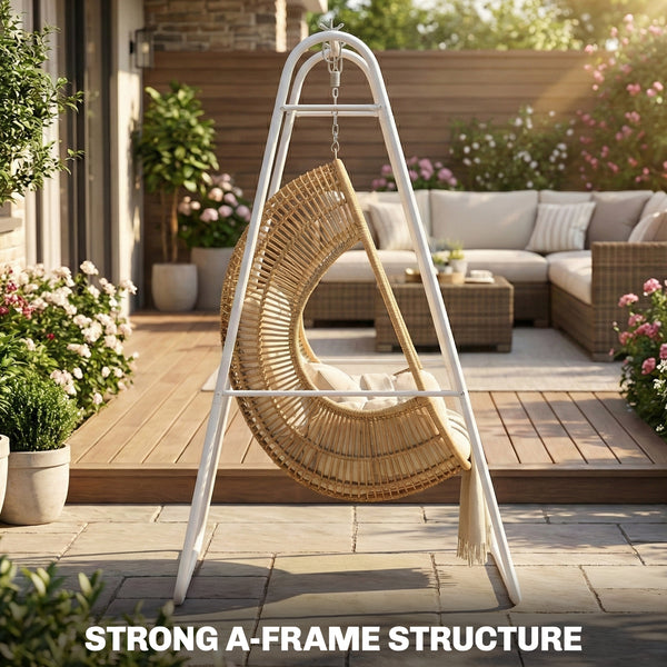 Hammock Chair Stand Only, Hanging Chair Stand, Heavy Duty Solid Steel A-Frame Construction for Hanging Hammock, Max Load 330 LBS Air Porch Swing for Indoor Outdoor, White