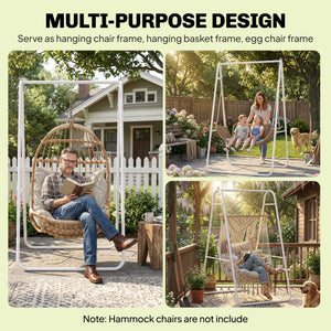 Hammock Chair Stand Only, Hanging Chair Stand, Heavy Duty Solid Steel A-Frame Construction for Hanging Hammock, Max Load 330 LBS Air Porch Swing for Indoor Outdoor, White