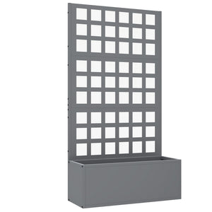Galvanized Raised Garden Bed with Trellis, Metal Planter Box with Drainage Holes, Outdoor Privacy Screen for Climbing Plants, Vegetable, Vines, 24" x 9" x 44.5", Gray