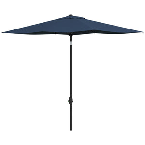 Outsunny 6.5' x 10' Rectangular Market Umbrella, Patio Outdoor Table Umbrella with Crank and Push Button Tilt, Blue