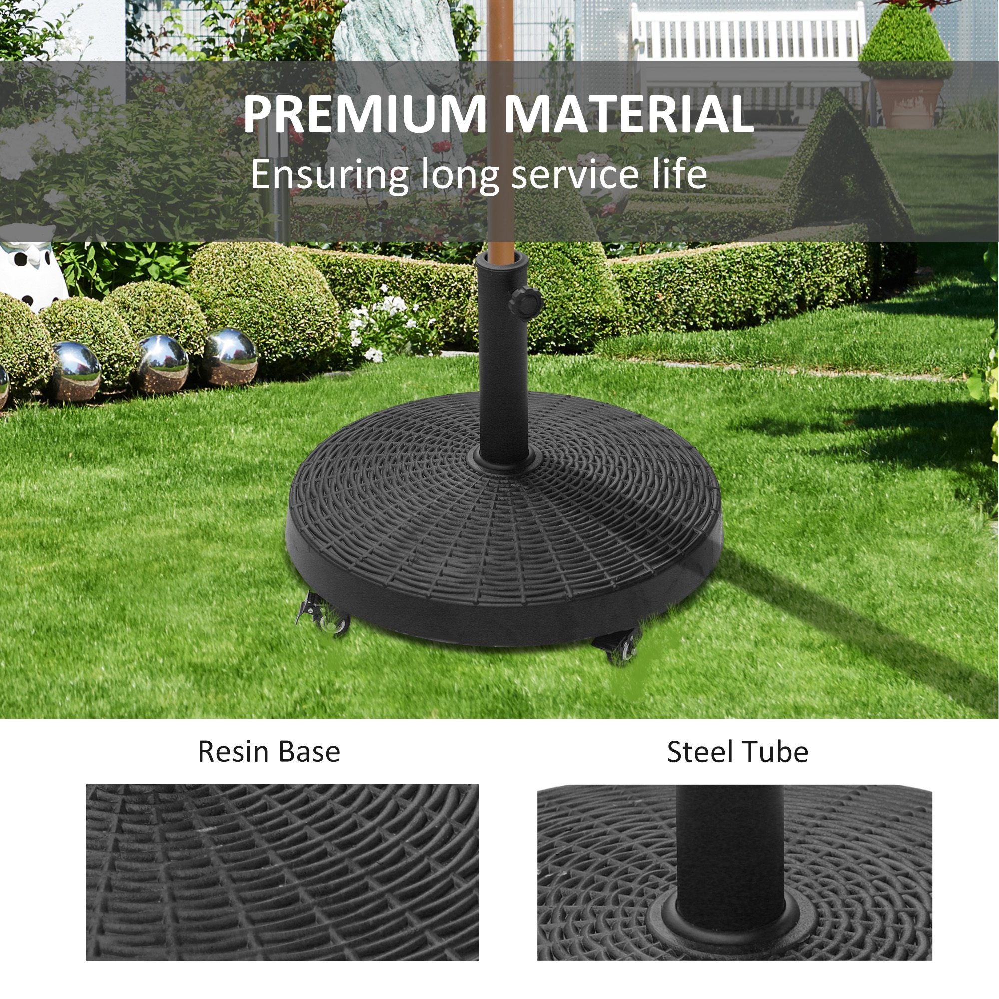 50 lb patio umbrella base Outsunny Umbrella Base: 50 lb, Heavy-Duty Stand for 1.5/2 Inch Poles, Ideal for Outdoor Deck Shading