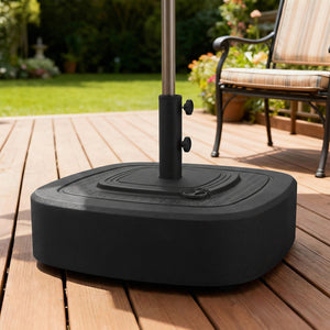 Patio Umbrella Base with Wheels, Umbrella Stand with 110 lbs. Sand or 86 lbs. Water Filled, Outdoor Umbrella Stand Holder for 1.5"/1.9" Poles for Lawn, Poolside, Black