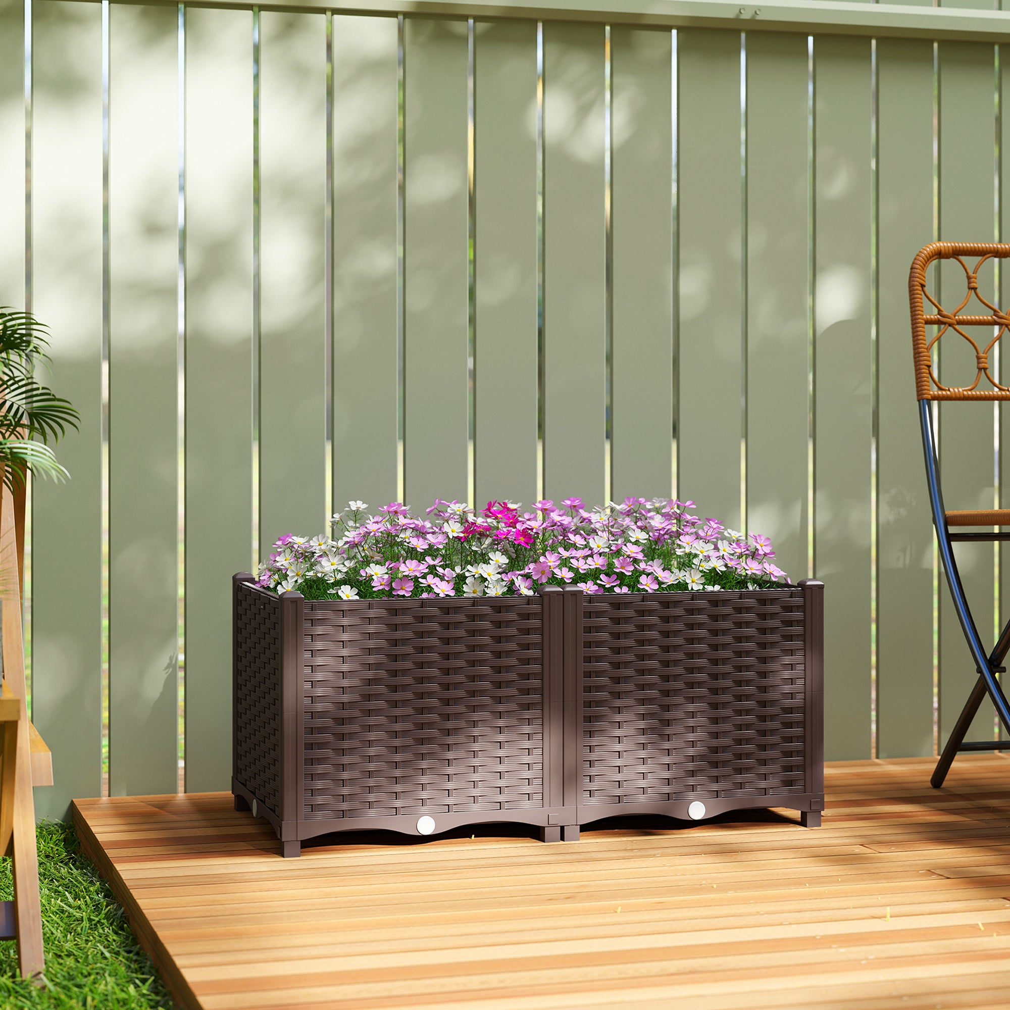 stefanplast self-watering planter Outsunny Self Watering Plastic Raised Garden Bed with Legs, 80 x 40 x 37 cm