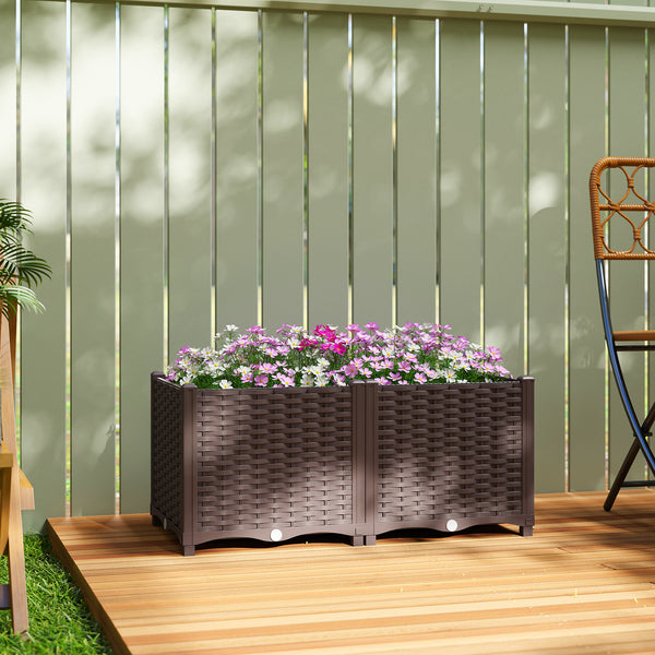 Plastic Raised Garden Bed with Legs, Self Watering Elevated Planter Boxes with Drainage Holes and Plugs, Easy Assembly Outdoor Planter Box for Vegetables, Flowers, Herbs, 80 x 40 x 37 cm