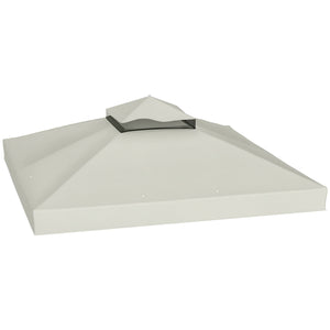 10' x 10' Gazebo Replacement Canopy Cover, 2-Tier Outdoor Gazebo Roof Replacement with Drain Holes, Water Resistant Plastic Coating, 370g/㎡, UPF30+, TOP COVER ONLY, Light Grey