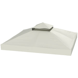 10' x 10' Gazebo Replacement Canopy Cover, 2-Tier Outdoor Gazebo Roof Replacement with Drain Holes, Water Resistant Plastic Coating, 370g/㎡, UPF30+, TOP COVER ONLY, Light Grey
