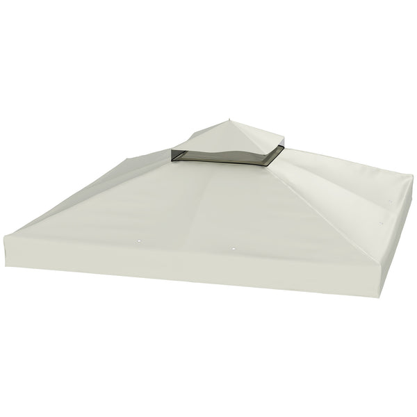10' x 10' Gazebo Replacement Canopy Cover, 2-Tier Outdoor Gazebo Roof Replacement with Drain Holes, Water Resistant Plastic Coating, 370g/㎡, UPF30+, TOP COVER ONLY, Light Grey