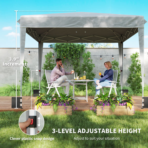 10 x 10 ft Pop Up Canopy Tent with Sidewalls, UPF50+ Outdoor Portable Instant Canopy Shelter with Carry Bag, Sandbags, Adjustable Height for  Parties, Events, Camping, Light Gray