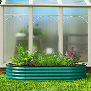 Galvanised Raised Beds for Garden, Metal Elevated Planter Box with Safety Edging, Easy DIY for Growing Flowers, Herbs, Succulents, 180 x 90 x 30cm, Light Green