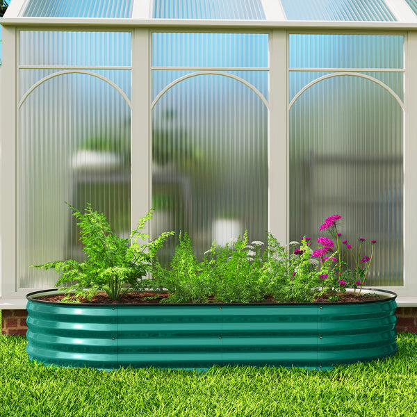 Galvanised Raised Beds for Garden, Metal Elevated Planter Box with Safety Edging, Easy DIY for Growing Flowers, Herbs, Succulents, 180 x 90 x 30cm, Light Green