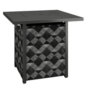 Square Propane Gas Fire Pit Table,12 KW Firepit Outdoor Patio Heater with Proof Net and Glass Wind Guard, Lava Rocks, Gas Tank Holder, Outdoor Firepits for Garden Patio, Black