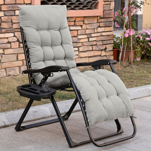 Outsunny Zero Gravity Chair, Folding Reclining Lounge Chair with Padded Cushion, Side Tray for Indoor and Outdoor, Supports up to 264 lbs, Gray