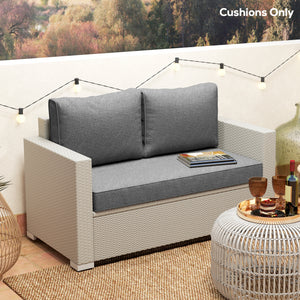 2 Seater Outdoor Seat Cushions with Backrest, Loveseat Double Sofa Outdoor Furniture Cushions, Fade-Resistant Replacement Patio Cushions for Indoor and Outdoor, Grey