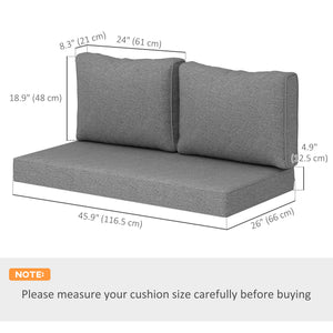 2 Seater Outdoor Seat Cushions with Backrest, Loveseat Double Sofa Outdoor Furniture Cushions, Fade-Resistant Replacement Patio Cushions for Indoor and Outdoor, Grey